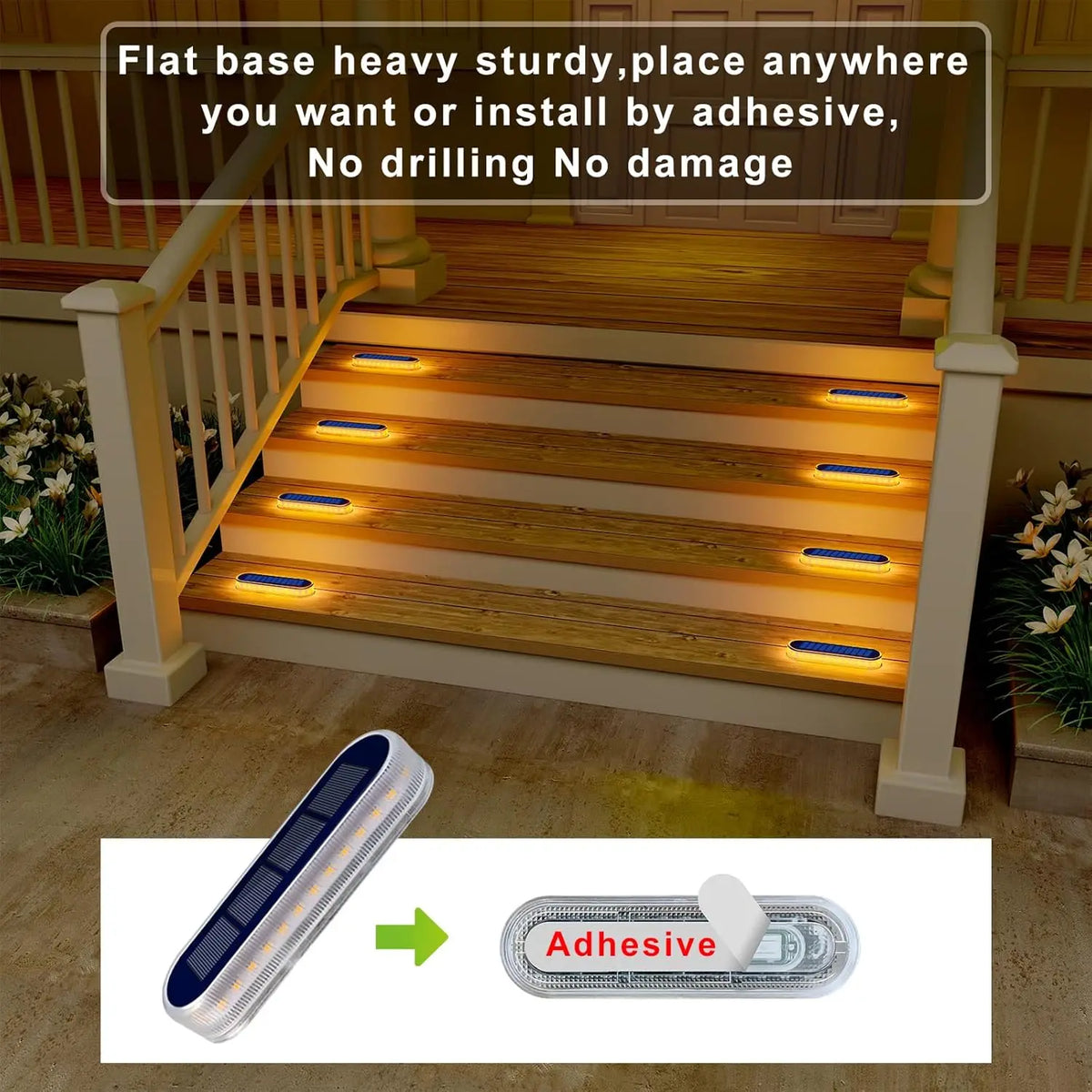 5 years Lifespan Solar Step Lights Waterproof IP68 Warm White LED Deck Lights for Stairs Driveway Deck Walkway Dock